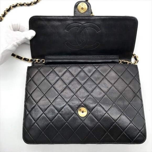 CHANEL 24K Timeless Classic Vintage Small Single Flap Bag Chain Purse Black - Picture 13 of 16